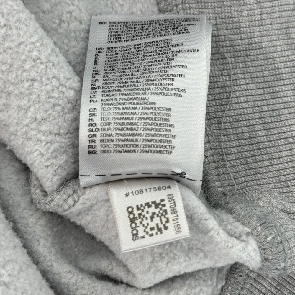 Adidas Sweatshirt Small Trefoil Logo Graphic Teal Stripe Cotton Blend‎ Gray S